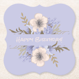 Blommigt Birthday Peach Violet Fem Petal Vild Ro Underlägg Papper