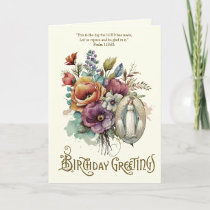 Blommigt Birthday Religiösa Virgin Mary Tack Kort