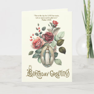 Blommigt Birthday Religiösa Virgin Mary Tack Kort