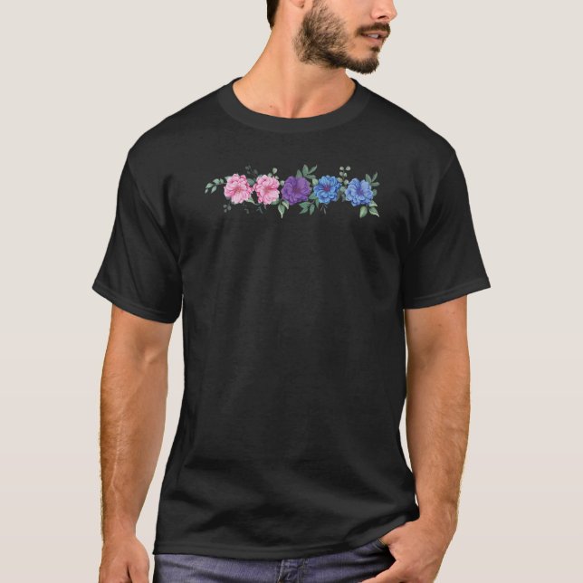 Blommigt Bisexual Pride Boho LGBT Cute LGBTQ Flowe T Shirt (Framsida)