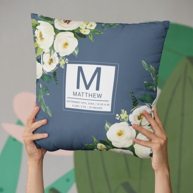 Blommigt Blå födelseland Nyfödd Baby Kudde (Skapare uppladdad)