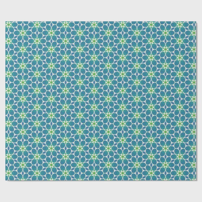 Blommigt Blå mönster Presentpapper (Platt)