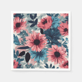 Blommigt blå pappersservett