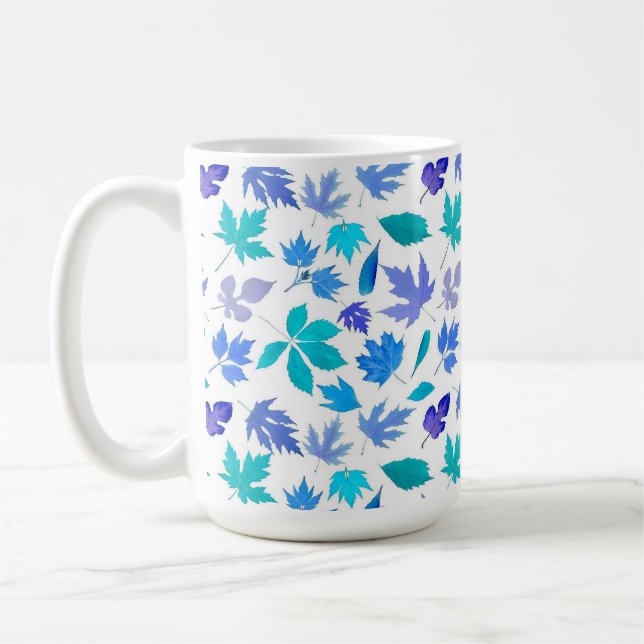 Blommigt Blåa blommor Mönster Design-36566 Kaffemugg (Vänster)