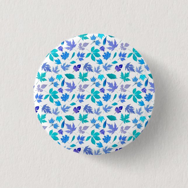 Blommigt Blåa blommor Mönster Design-36566 Knapp (Framsida)