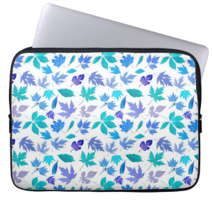 Blommigt Blåa blommor Mönster Design-36566 Laptop Fodral