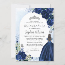 Blommigt Blåblå Silver-klänningen Quinceanera