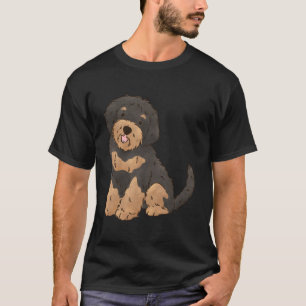 Blommigt Black and Tan Aussiedoodle Älskare Aussie T Shirt