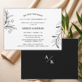 Blommigt Black and White Vi bindde till Knot Recep Inbjudningar