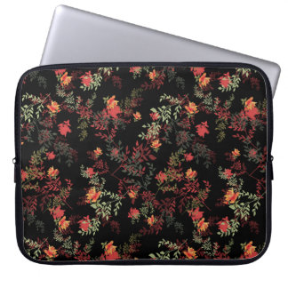 Blommigt Black Background Seamless Mönster Laptop Fodral