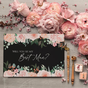  Blommigt Black Bröllop Best Man Frieri kort
