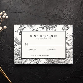 Blommigt Black Elegant bröllop OSA kort
