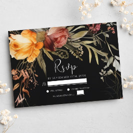 Blommigt Black Fall Elegant bröllop OSA Kort