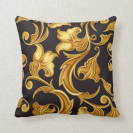 Blommigt Black Guld Kudde