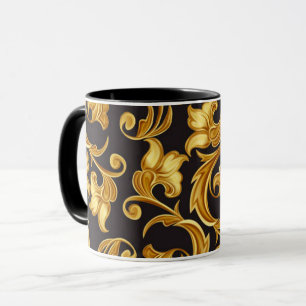 Blommigt Black Guld Mugg