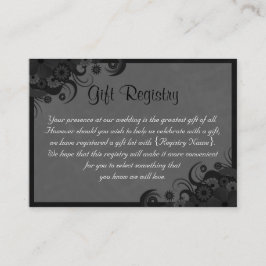 Blommigt Black och Grått Bröllop Gift Registry Tilläggskort