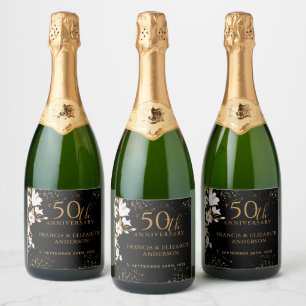 Blommigt Black och Guld 50:e Bröllop-årsdagen