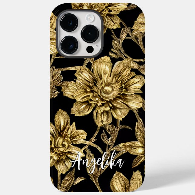 Blommigt Black och Guld Personlig Namn (Baksida)