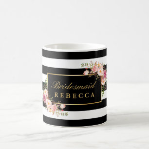 Blommigt Black Rand Bridesmaid Möhippa Kaffemugg
