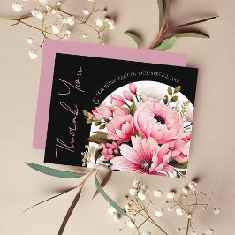 Blommigt Black Rosa Arch Mörk Aesthetic Bröllop Tack Kort