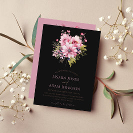 Blommigt Black Rosa Flowers Mörk Aesthetic Bröllop Inbjudningar