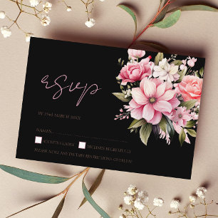 Blommigt Black Rosa Flowers Mörk Aesthetic Bröllop OSA Kort