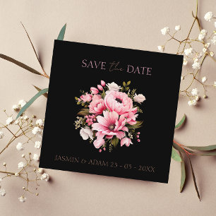 Blommigt Black Rosa Flowers Mörk Aesthetic Bröllop Spara Datumet