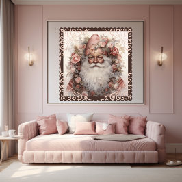 Blommigt Black Santa: Delikat Helgdag Charm Poster