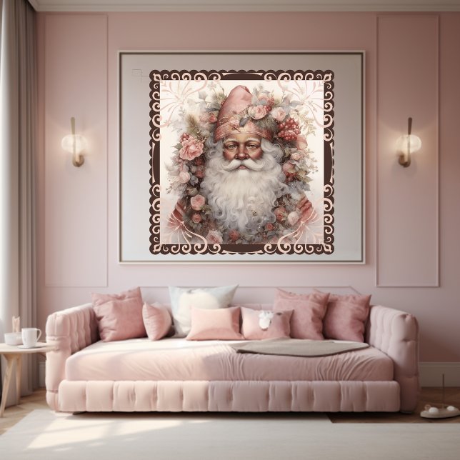 Blommigt Black Santa: Delikat Helgdag Charm Poster (Skapare uppladdad)