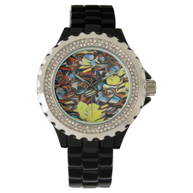 Blommigt Black Watch med Dreaming Effekt Armbandsur (Framsida)