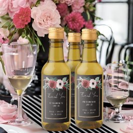 Blommigt Black White Guld Magenta Wedding Favor Mi Vinetikett