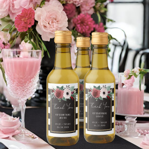 Blommigt Black White Guld Magenta Wedding Favor Mi Vinetikett