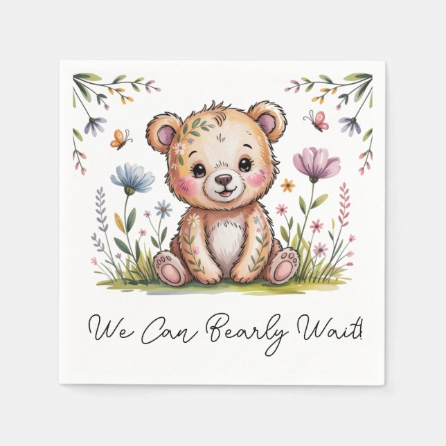 Blommigt Bläddra vi kan bota vänta babysknappen Pappersservett (Framsidan)