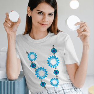 Blommigt Blåhavets geometriska Avslappnad Feminin T Shirt