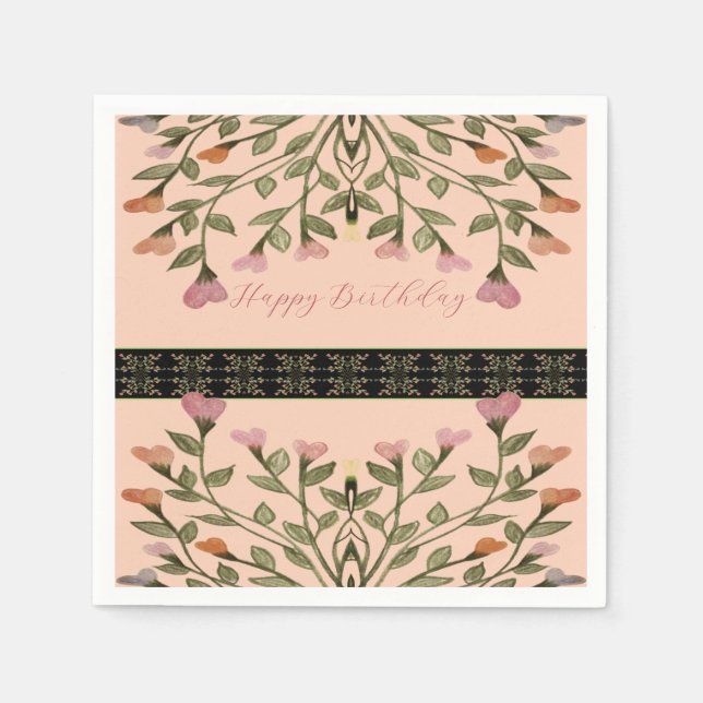 Blommigt Blandad Elegant Pappersservett (Framsidan)
