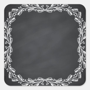 Blommigt Blank Faux Chalkboard Kurvor Anpassa Fyrkantigt Klistermärke