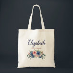 Blommigt Blått  Rosa Vattenfärg Bridesmaid Tygkasse<br><div class="desc">Blommigt Blått  Rosa Vattenfärg Bridesmaid Tote Bag</div>