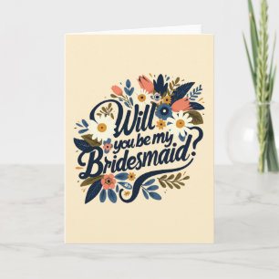Blommigt blir du min Bridesmaid Frieri Kort