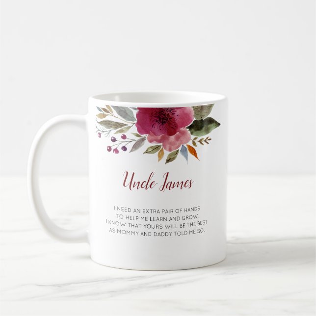 Blommigt blir du min gudfader Christening Kaffemugg (Vänster)