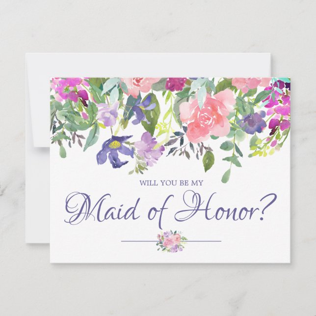 Blommigt blir mitt Maid of honor-kort Inbjudningar (Framsida)