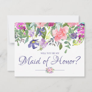 Blommigt blir mitt Maid of honor-kort Inbjudningar