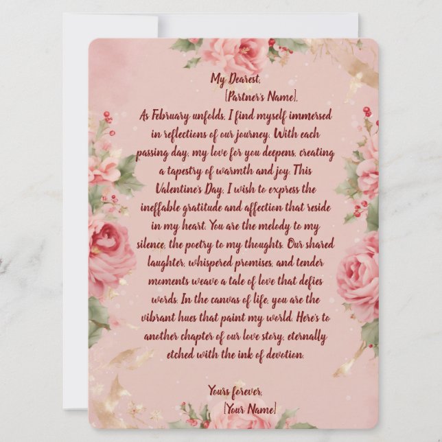 Blommigt Bliss 💖 ✨ Alla hjärtans dagskort (Framsida)