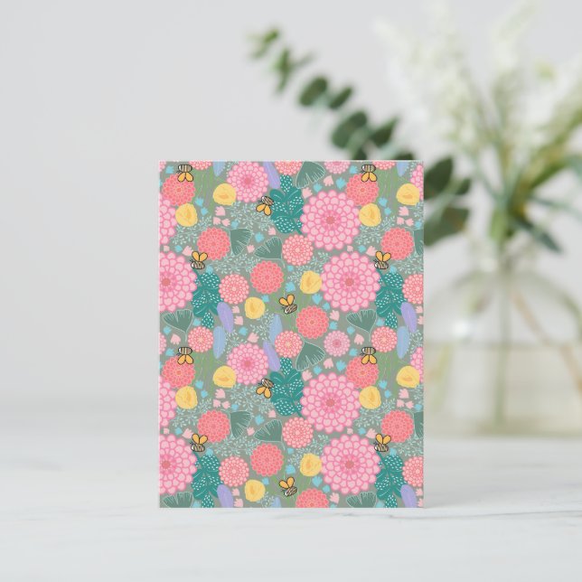 Blommigt-blogg Vykort (Stående Fram)