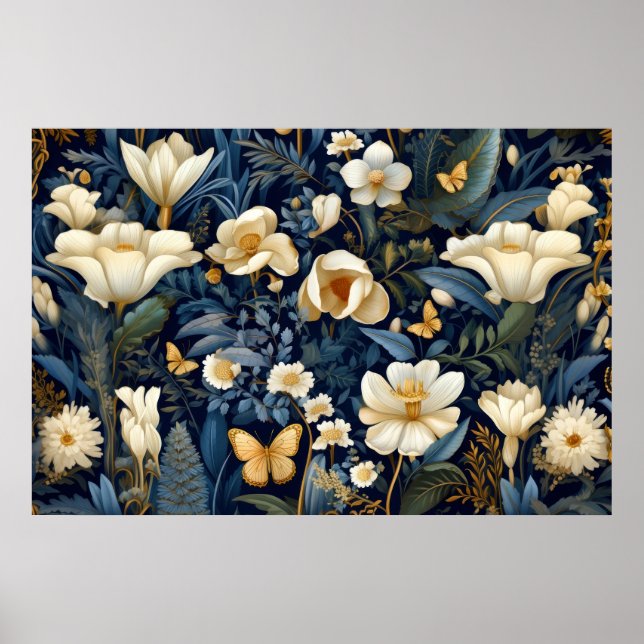 Blommigt, blomma, mönster poster (Framsidan)