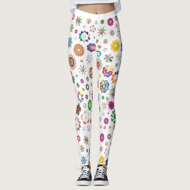 blommigt blomma vår sommarfärgad konst leggings (Framsida)