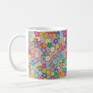 Blommigt blommor, bakgrund mönster kaffemugg