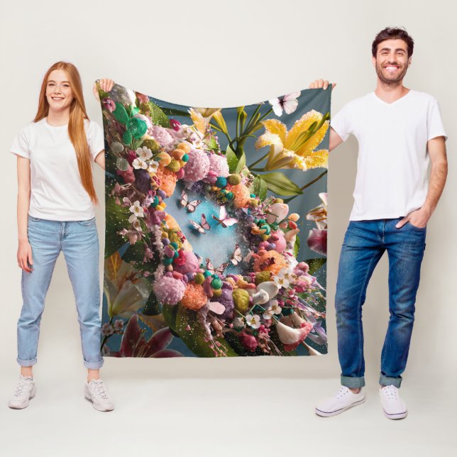 Blommigt Blommor för vacker Abstrakt #2 Fleecefilt (På plats)