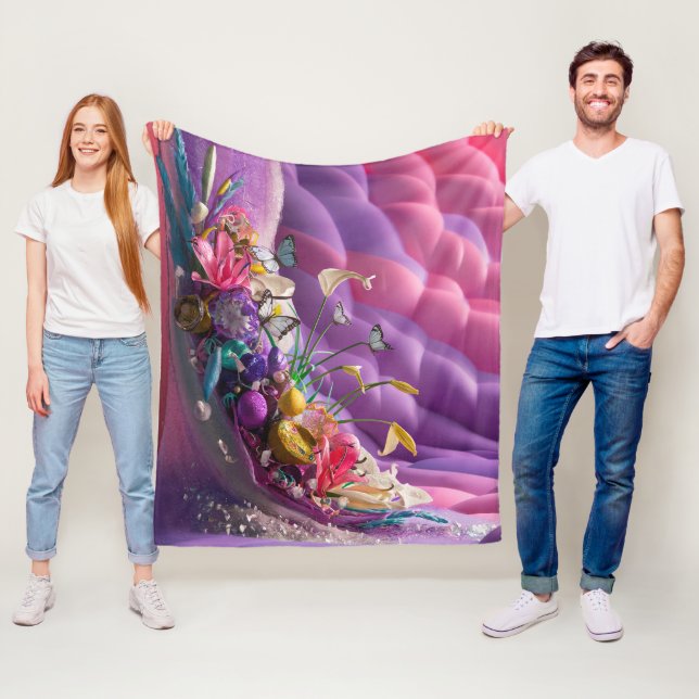 Blommigt Blommor för vacker Abstrakt #9 Fleecefilt (På plats)