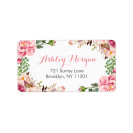 Blommigt Blommor för vacker romantisk Chic Adressetikett