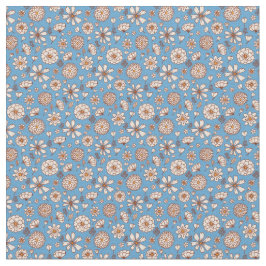 Blommigt blommor mönster blå bakgrund Fabric Tyg